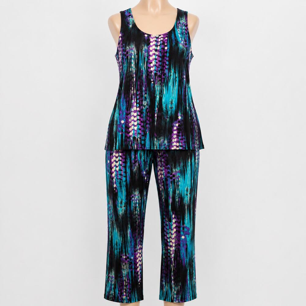 Jostar Vintage 2 Piece Pant Set Women's Medium M Abstract Print Sleeveless Top